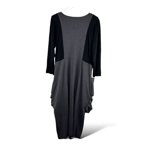 Avivit Yizhar‎ Longsleeve Gray/Black Dress with  Button Gathered Pockets Detail - Picture 2 of 11